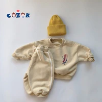 cozok 2022 springautumn new baby girl clothing set toddler kids cute print pullover sweate infant boys casual pants 2 pcs suit