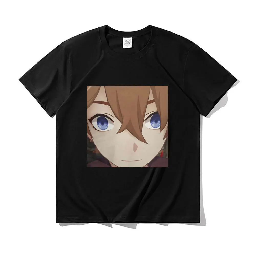 

Anime Tartaglia Face Meme Fashion Cotton O Neck Tops Men's Oversized T-Shirt Tops Tees Short Sleeve Genshin Impact Game T-Shirts
