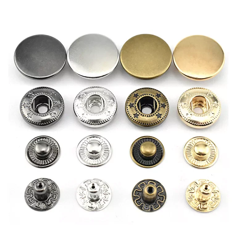 

Sets 10-20mm Copper Material Four Buckle Pack Metal Press Studs Sewing Button Snap Fasteners Sewing Leather Craft Clothes Bag