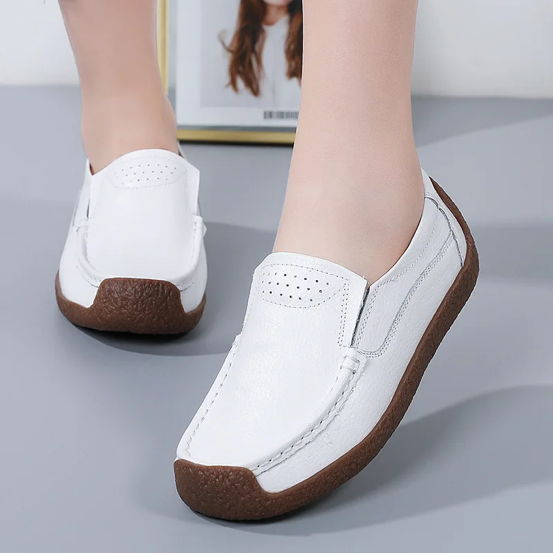 

Spring Autumn Light Women's Flat Shoes 2022 New Comfort Plus Size White Women's Vulcanize Shoes Hollow Casual Women Loafers