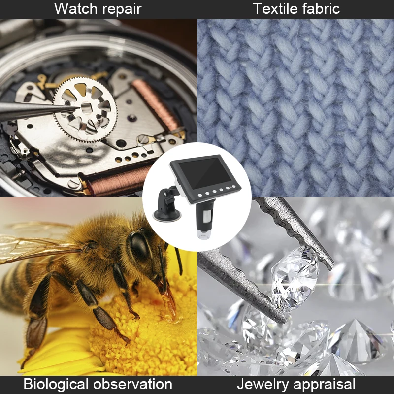 1000x digital microscope 4 3 lcd screen with stand led light resolution 1080p for pcb board inspection electronic microscope free global shipping