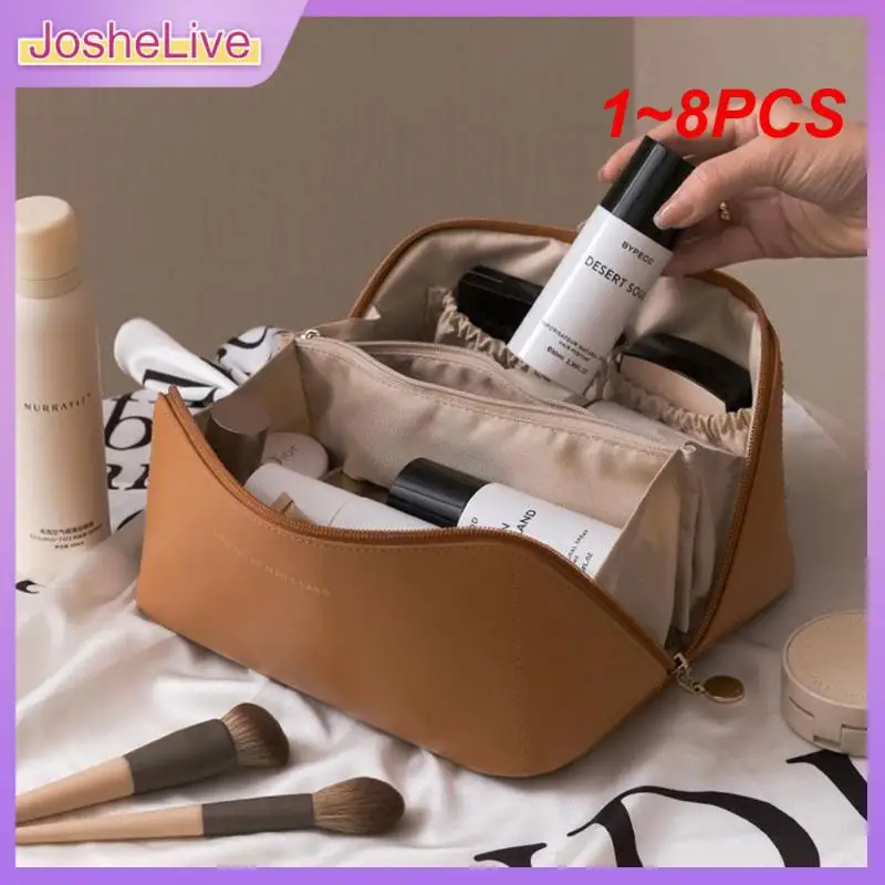 

1 ~ 8 шт. женская косметичка, дорожная сумка для хранения туалетных принадлежностей в клетку, портативный водонепроницаемый Органайзер из искусственной кожи, органайзер для косметики