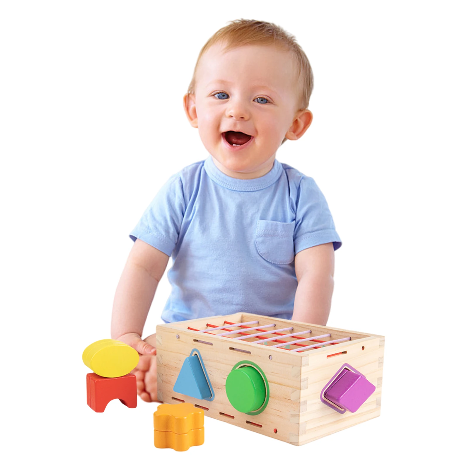 

Shape Sorting Cube Building Blocks For Kids 1-3 Original Color Recognition Shape Toys With Colorful Sorter Cube Box
