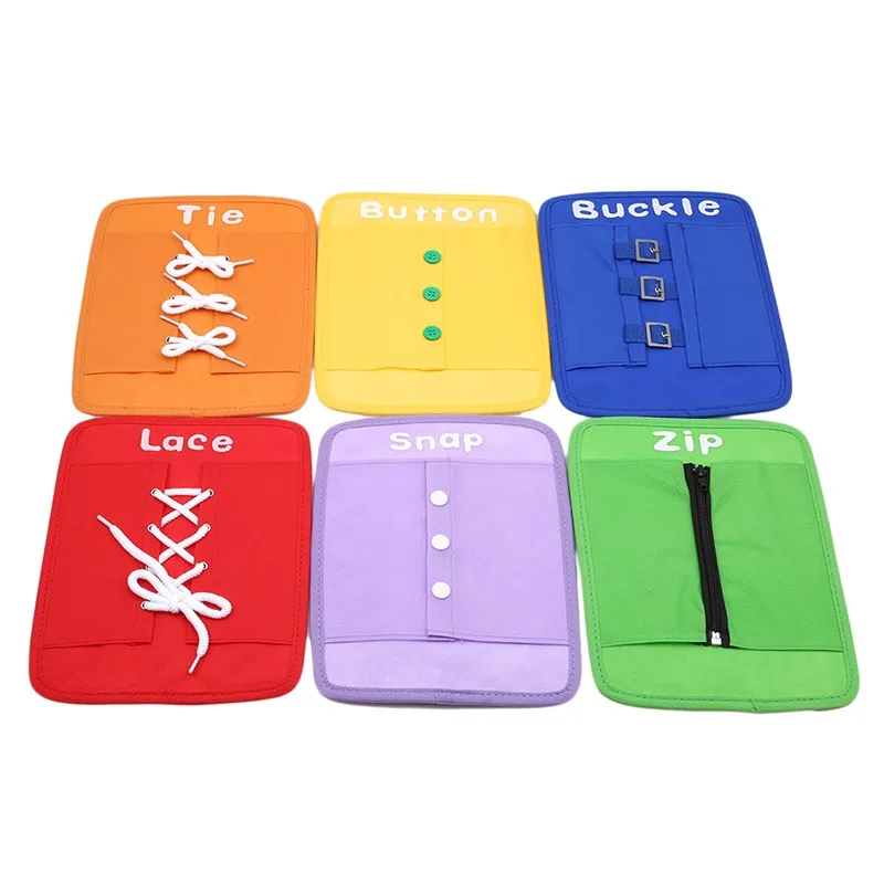 

6pcs/set Baby Toy Montessori Dressing Frames Zip Snap Button Buckle Lace Tie Early Education Preschool Toys Brinquedos Juguetes