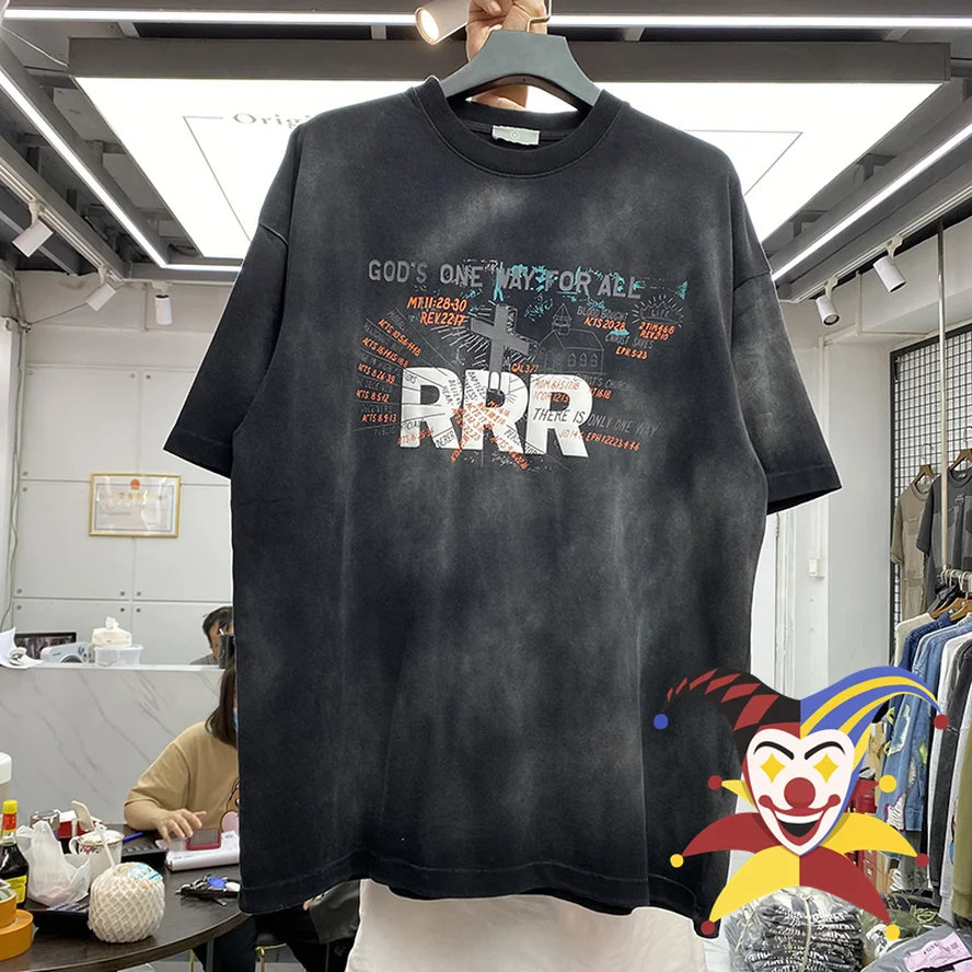 

Футболка с принтом Tie Dye RRR123 для мужчин и женщин, Высококачественная футболка с эффектом потертости RRR 123, тяжелые тканевые топы, футболка