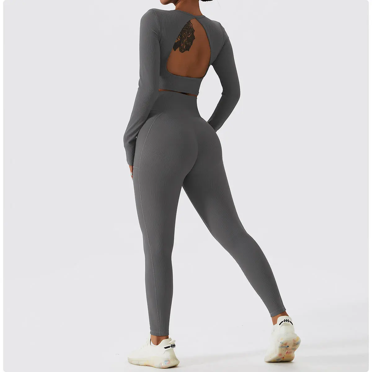 Ribbed Yoga Set Women Suit For Fitness Sportswear Seamless Sports Suit Workout Clothes Tracksuit Sports Outfit Gym Clothing Wear