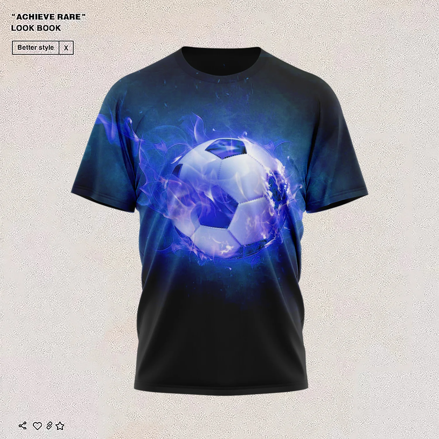 

2022 new creative flame football personality 3D printing short-sleeved loose T-shirt men's and women's same style youth clothes