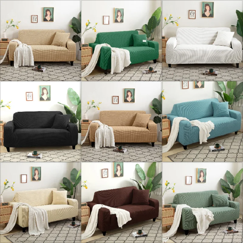 

1pc Elastic Solid Color Sofa Covers For Living Room Geometric ArmChair Knitted Corn Grid Fabric Sofa Slipcovers Chair Protector