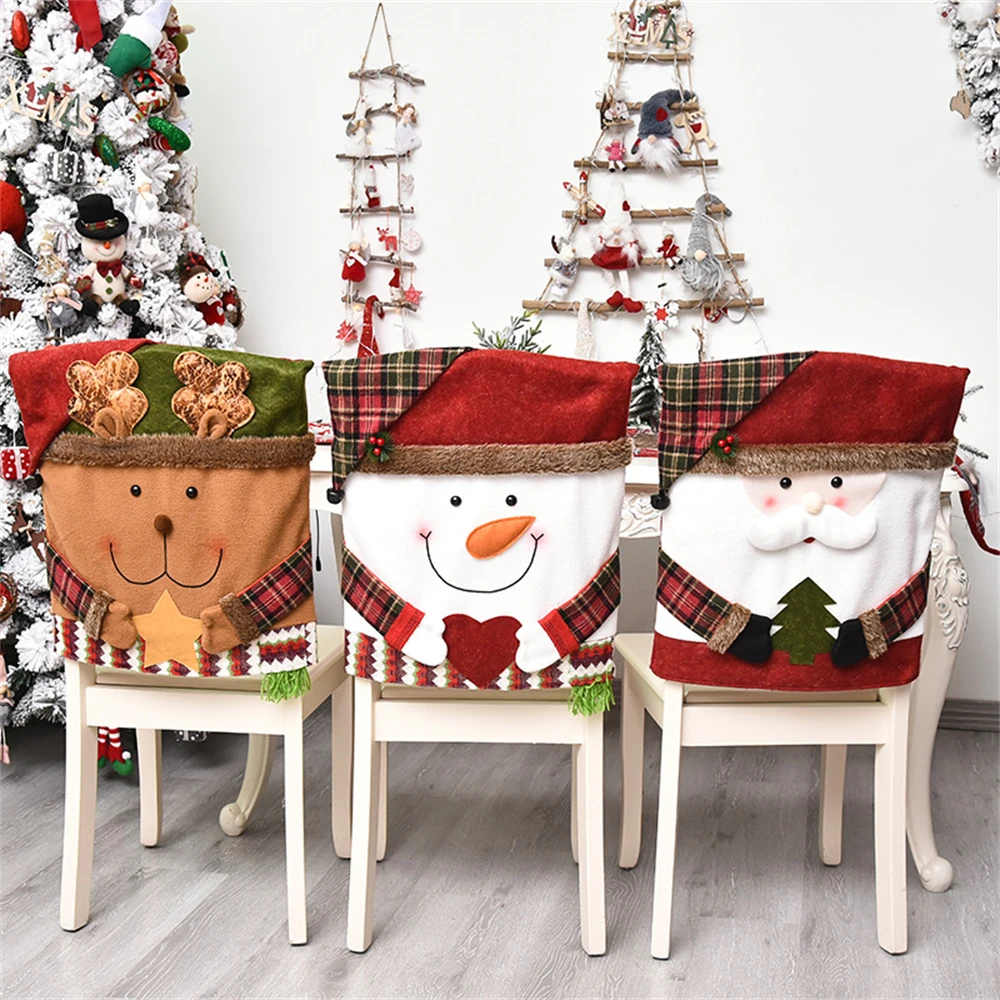 

Non-woven Elastic Chair Cover Christmas Decoration for Home Table Dinner Chair Back Decor New Year Party Supplies Xmas Navidad