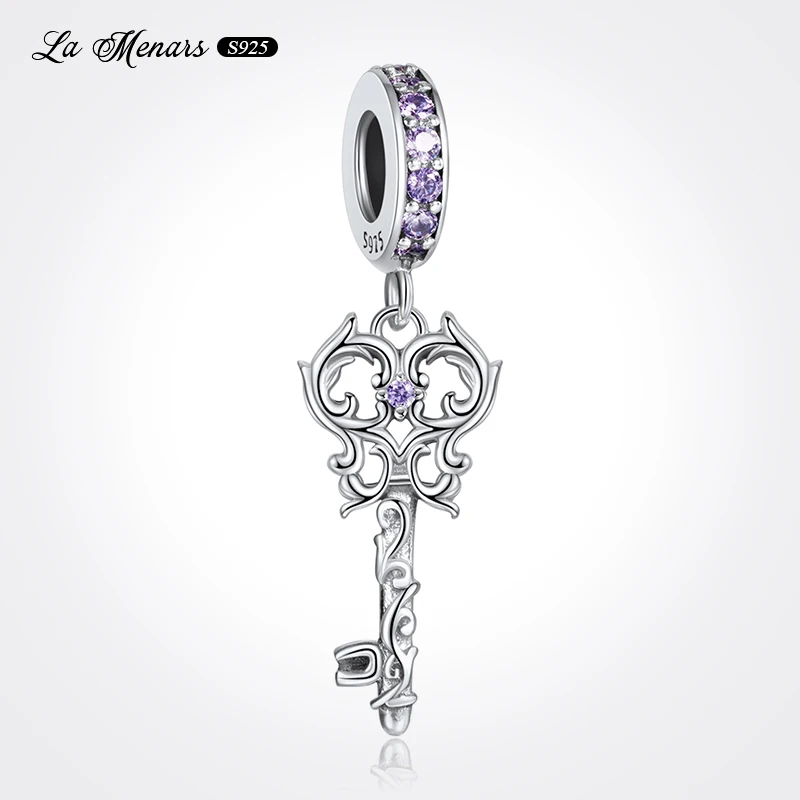 

Женская подвеска-ключ «сделай сам» La Menars, фиолетовая Подвеска из стерлингового серебра 925 пробы для изготовления браслетов и ожерелий
