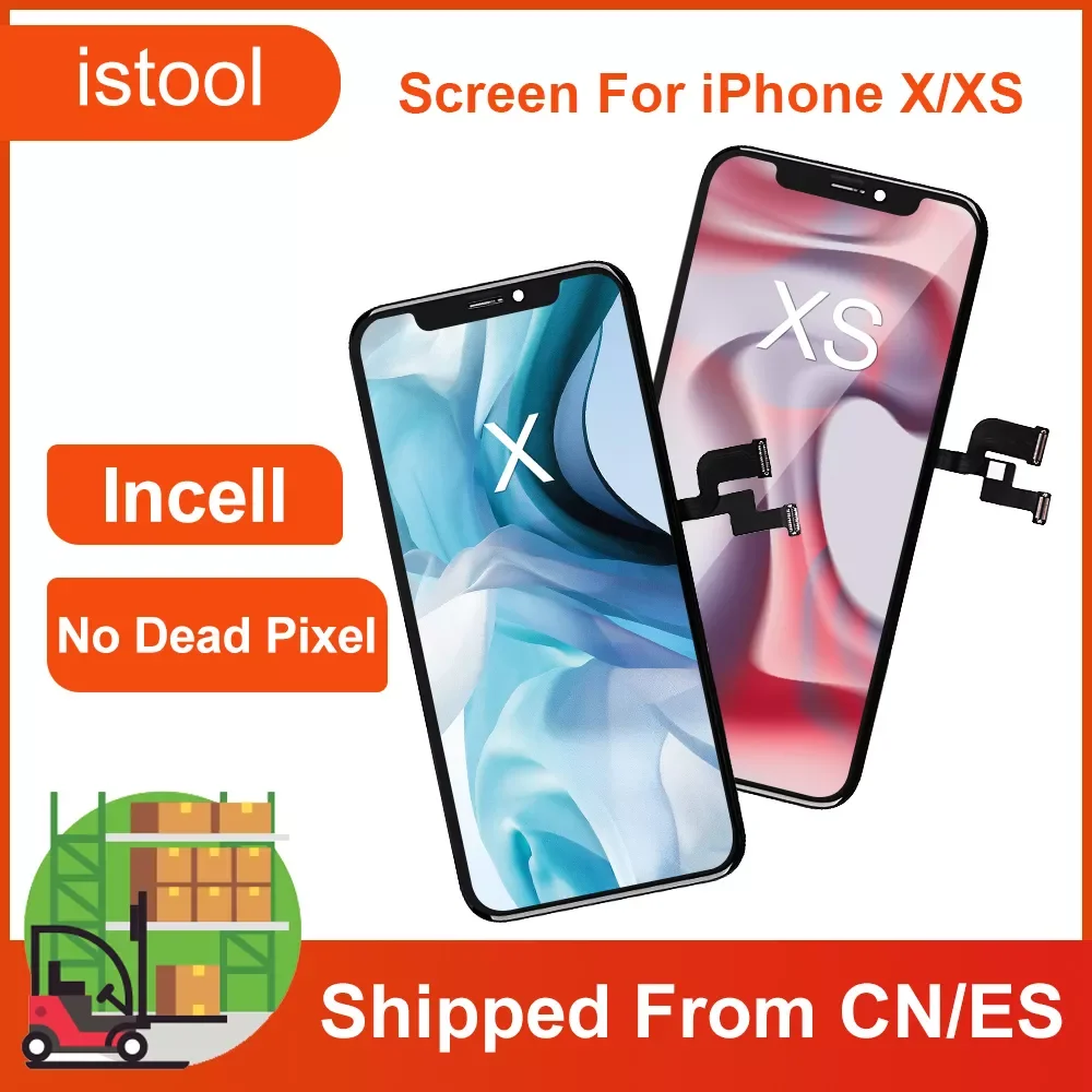 

Grade For iPhone X XS LCD Incell With 3D Touch Digitizer Assembly Screen Replacement Display XS Pantalla X No Dead Pixel From ES