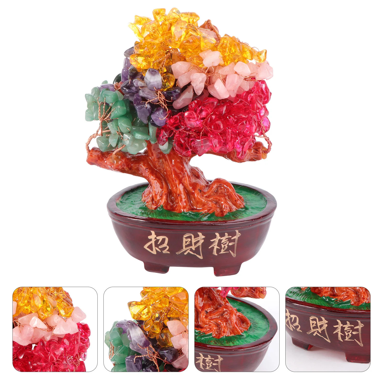 

Tree Fortune Bonsai Money Luck Good Statue Crystal Chinese Figurine Photography Prop Shui Desktop Feng Ornment Office Fengshui