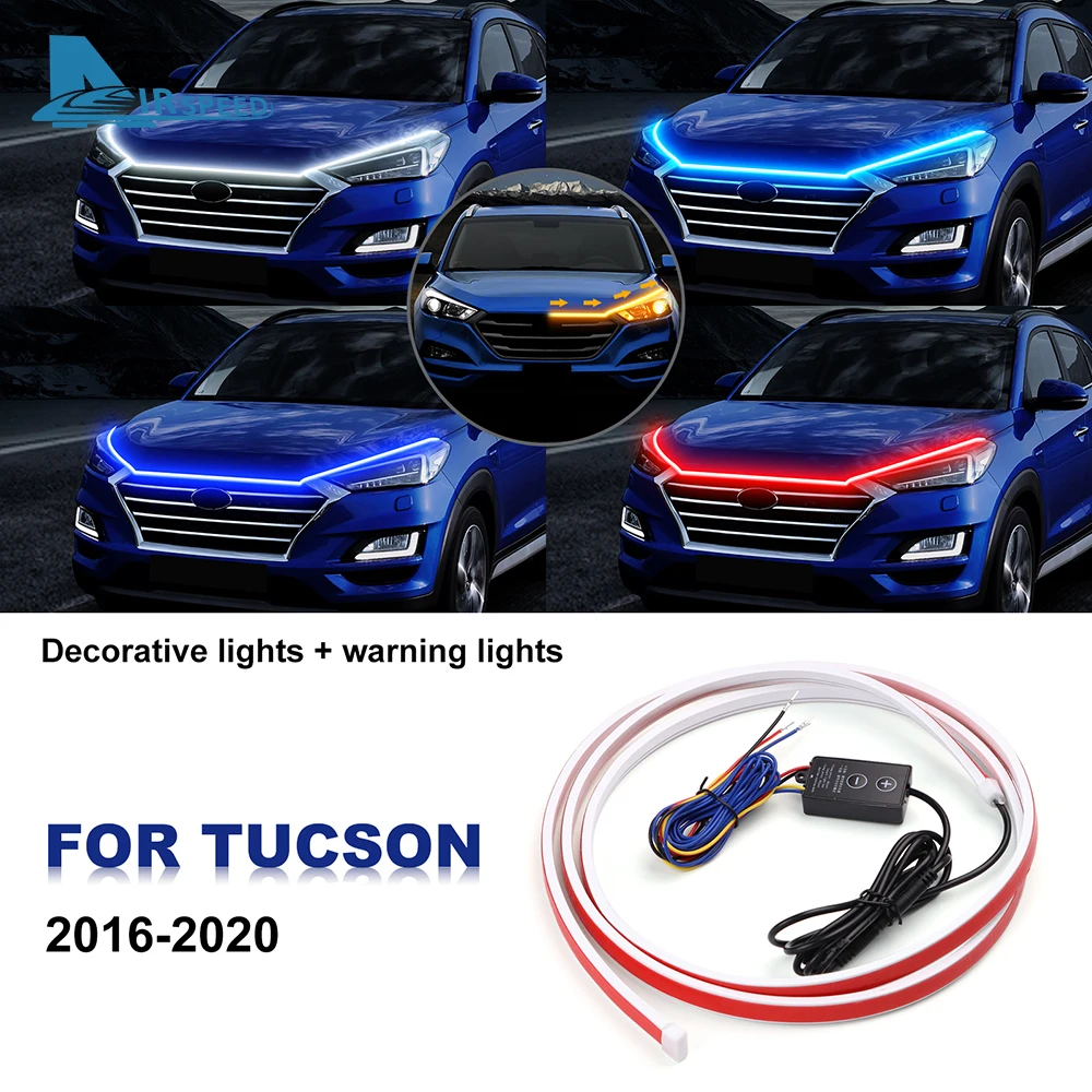 

1 шт. 2 м для Hyundai TUCSON 2016-2020 динамический дневной ходовой поворотный капот Автомобильная фара задняя полоса два цвета вариации фары отделка