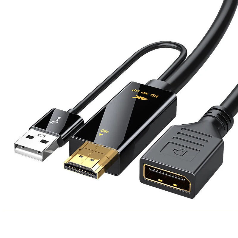 Фото Однонаправленный преобразователь HDMI в DisplayPort с поддержкой 4K60Hz, адаптер с USB-кабелем питания, Plug & Play, для игровых мониторов ПК №1