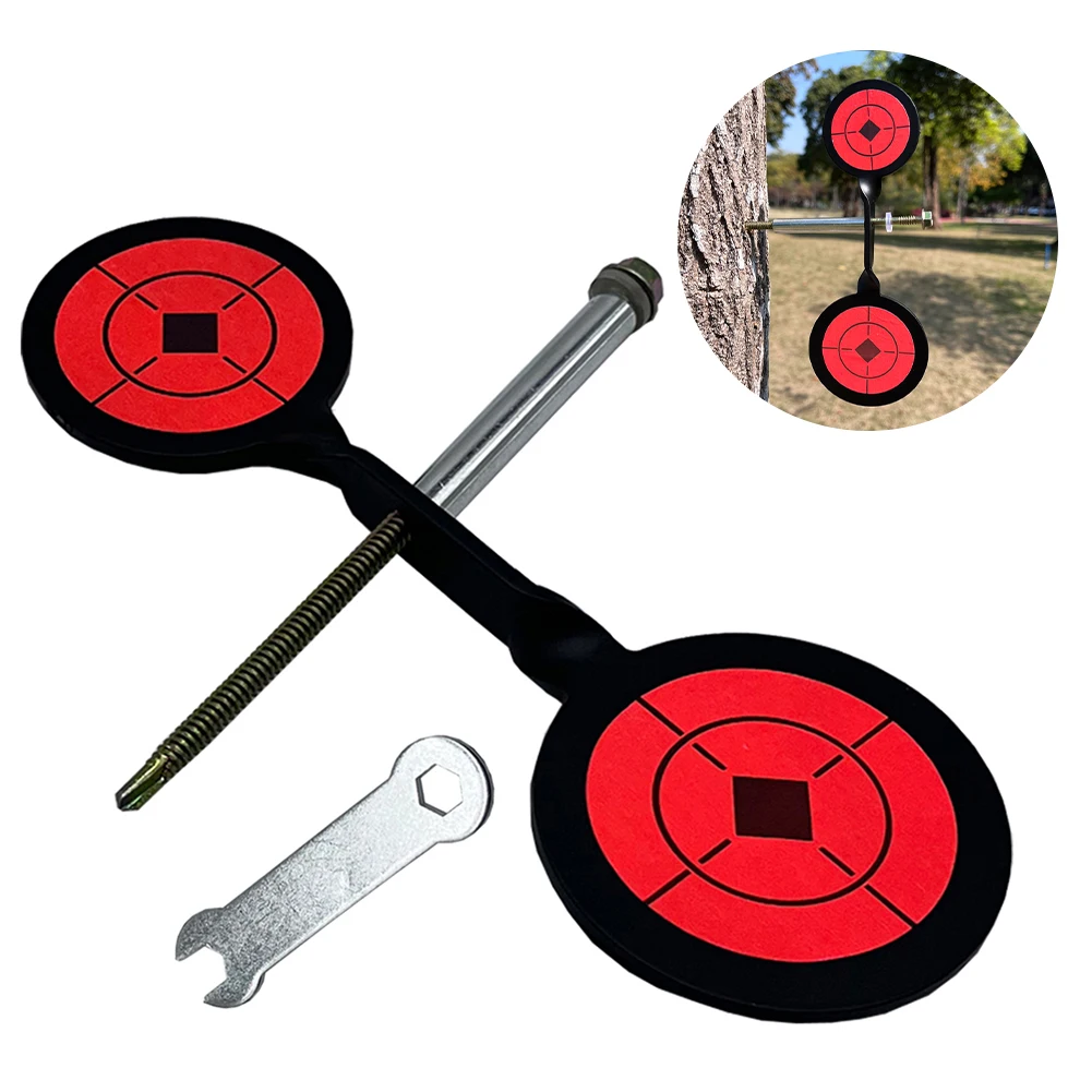 Shooting Target Double Spinner Auto Reset Shootings Target For Hunting Training 360° Roation Pad Portable Shooting Accessories