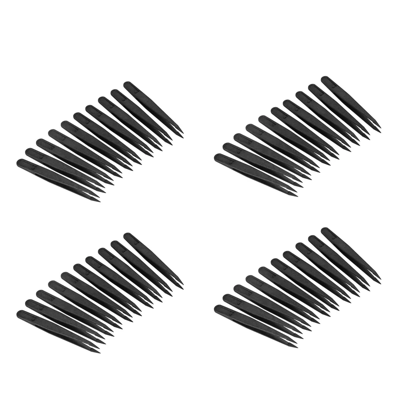 

40 шт., антистатические пинцеты с головкой из черного пластика, длина 12 см