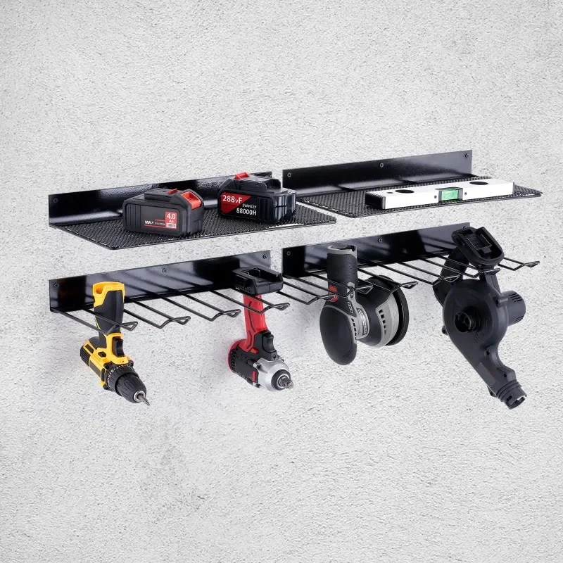 

Power Tool Organizer 4 Drill Holders Wall Mount Garage Storage Rack 2-Pack