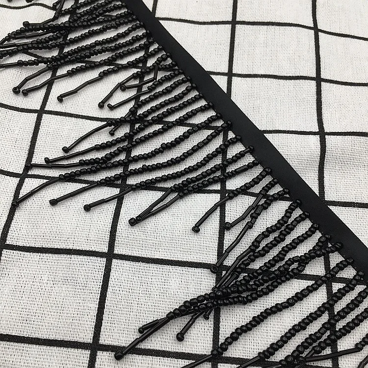 Лента из бисера ручной работы со стеклянными бусинами бахрома кружевная отделка