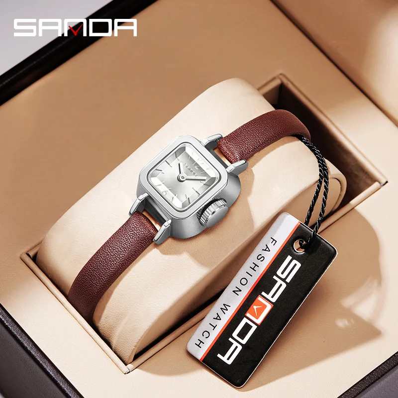 

Sanda 1117 New Year 2023 Fashion Elegant Design Square Dial Waterproof Quartz Movement Business Women Analog Wrist Watch