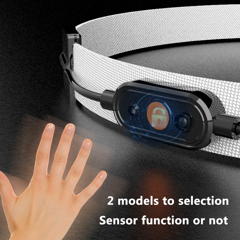 Светодиодный налобный фонарь V91 с датчиком и встроенным аккумулятором |