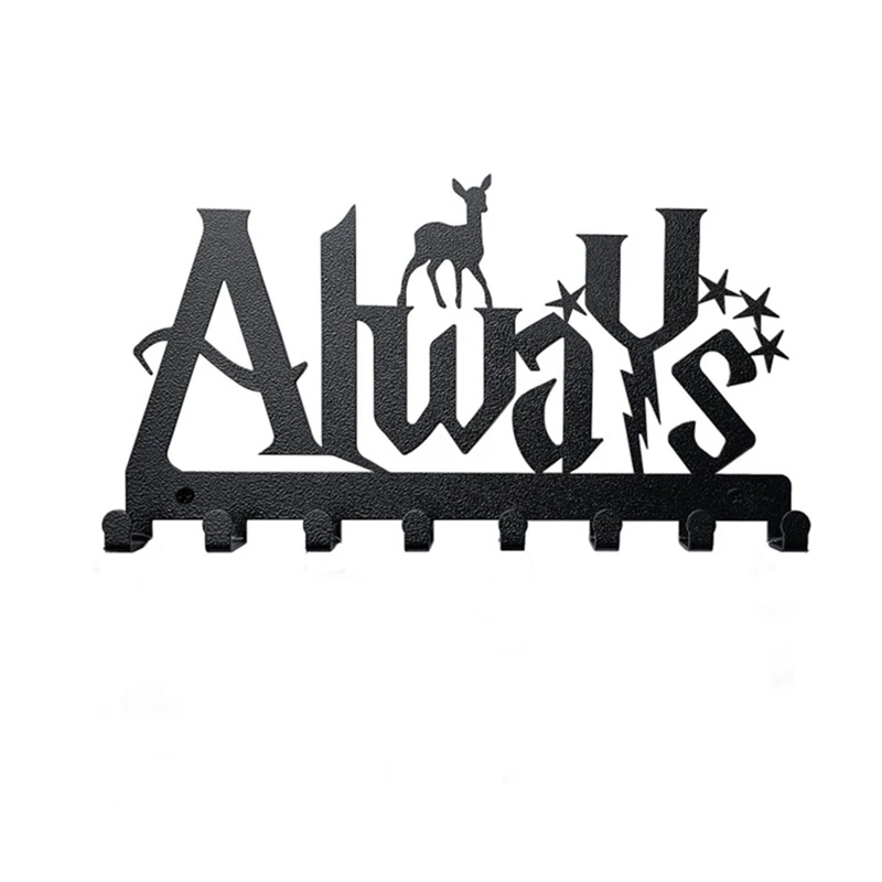 

Always Creative Metal Key Holder With 8 Hooks Iron Art Wall Mounted Black Hanger Organizer Hat Towel Rack For Enter Home