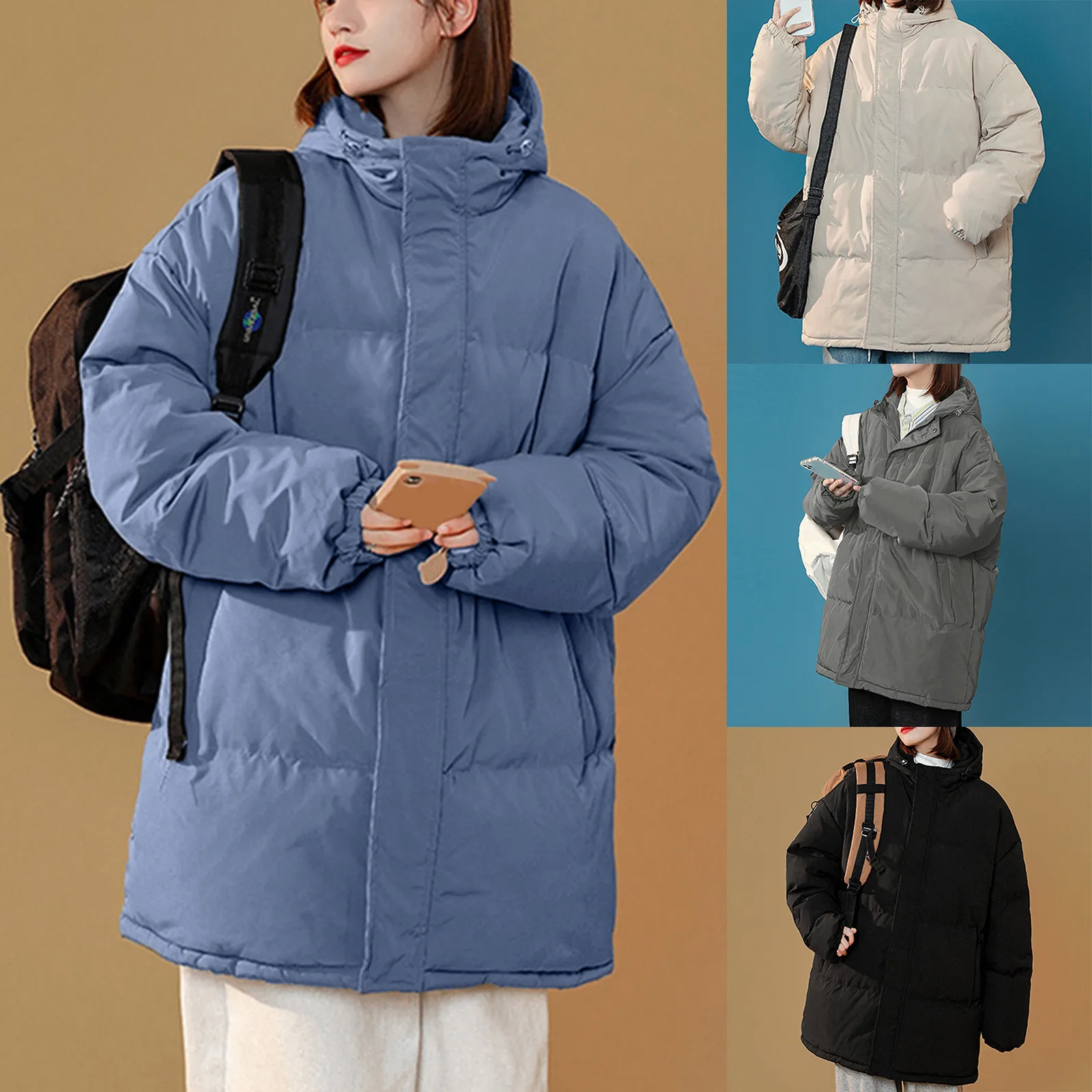 

Ladies Solid Coat Jacket Zipper Warm Elegant Coat Soft Zipper down Coats Women Lightweight Jacket Women with Hood Jackets Women