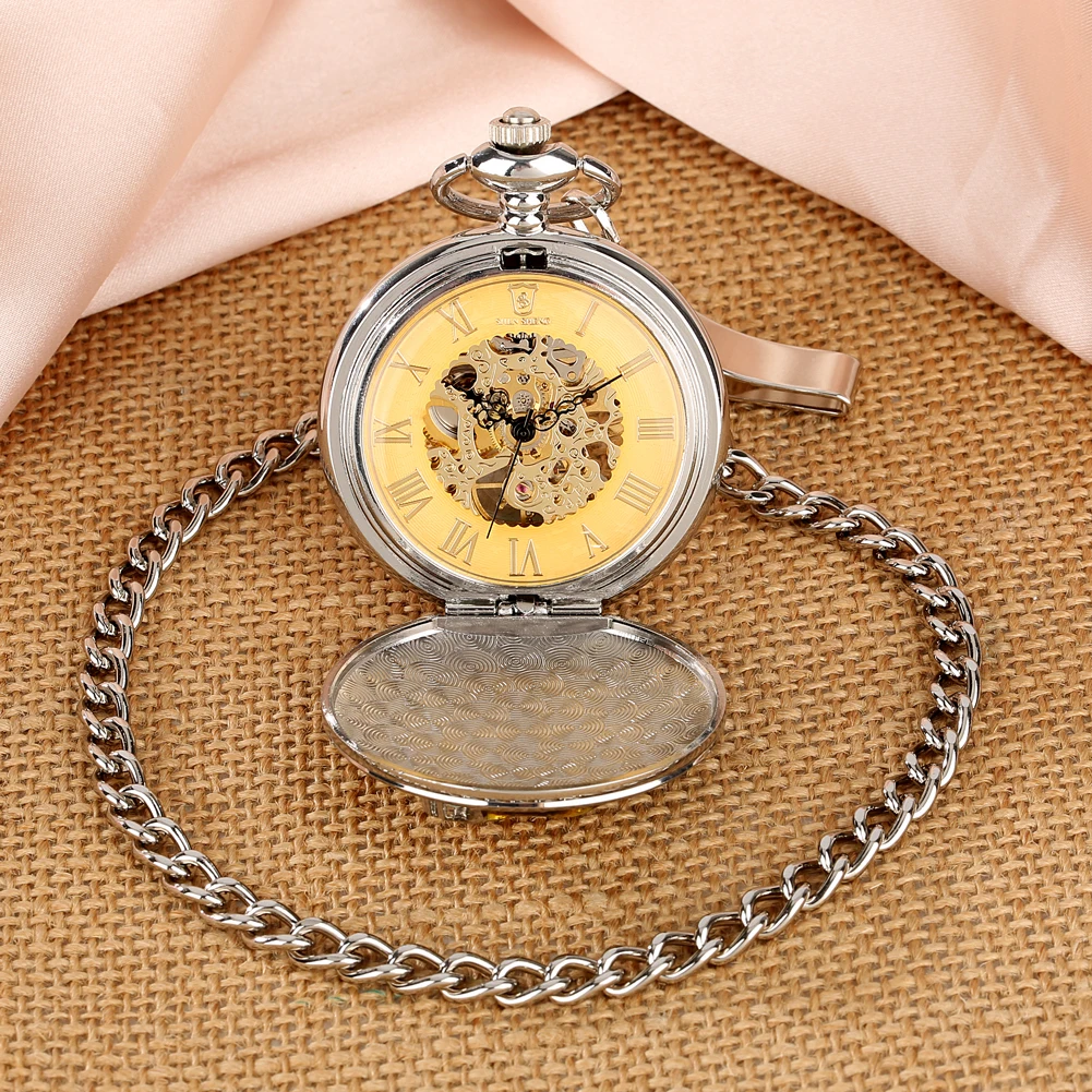 Pocket Watch Mechanical Movement Luxury Cheetah Cover Design Roman Numerals Pocket Watch Necklace Penadant Reloj De Bolsillo