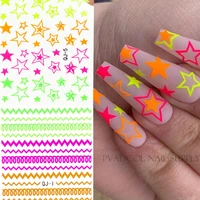 nail art 3d decal stickers neon lines stars summer nails self adhesive manicure acrylic designs tool