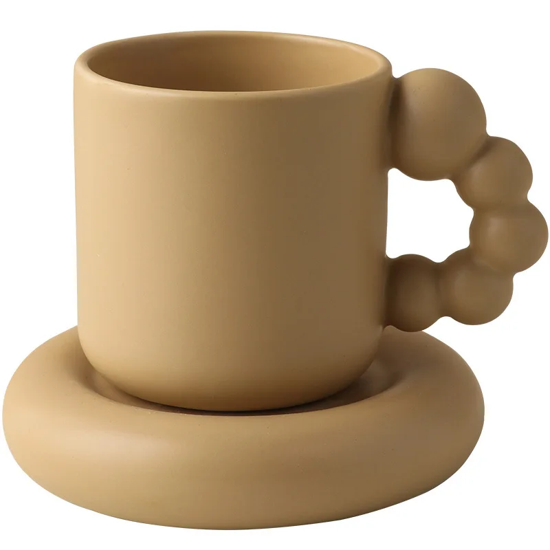 

Nordic Creative Ceramic Coffee Mug Dish Set Thermal Fat Original Mugs Water Milk Cup Cute Ball Handle Cup Friends Gift Ideas