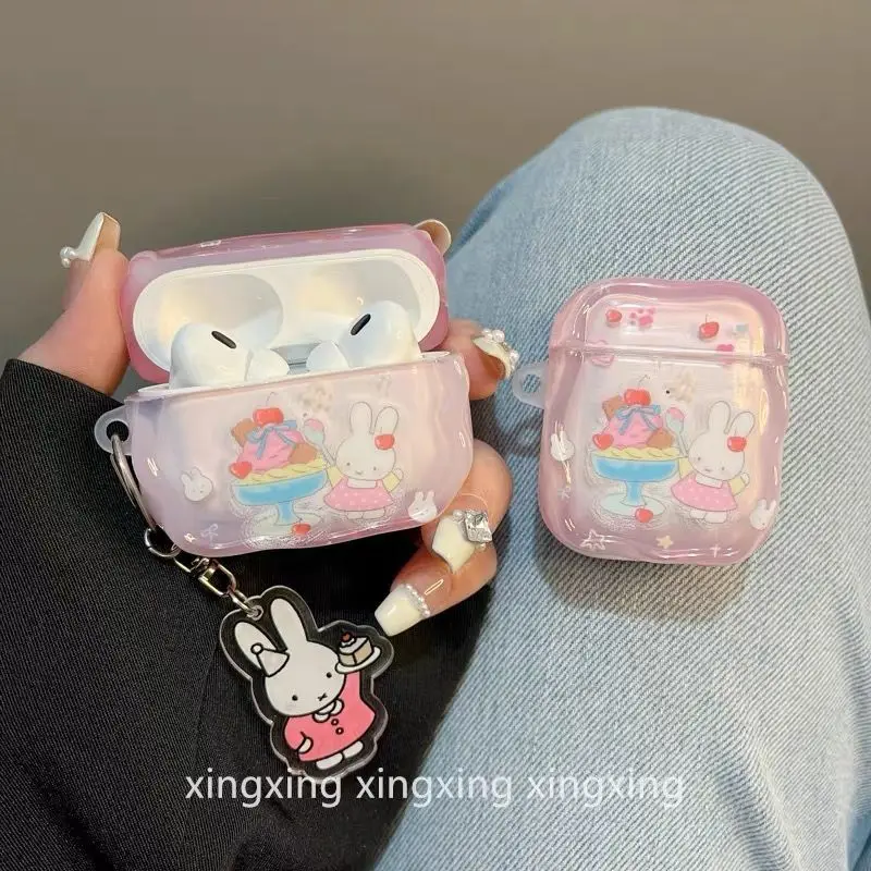 Фото Защитный чехол для наушников Miffy, милый и стильный, подходит для AirPods 4, AirPods Pro 2, 3-го поколения, подарок для друзей №3