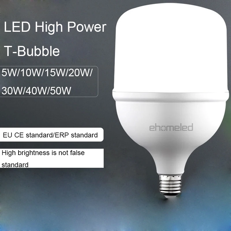 High-Brightness LED High Power T-Bulb 5 Pcs E27 5W 10W 15W 20W 30W 40W White For Home Decoration Restaurant Warehouse Lighting