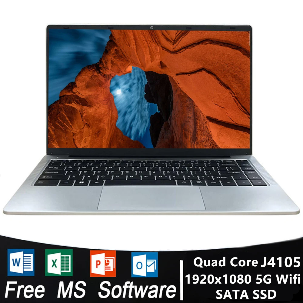 Дешевый студенческий ноутбук Intel J4105 14 1 дюйма 6 ГБ DDR4 RAM ROM 128G 256G 512 M.2 SSD Windows 10 Win Pro |