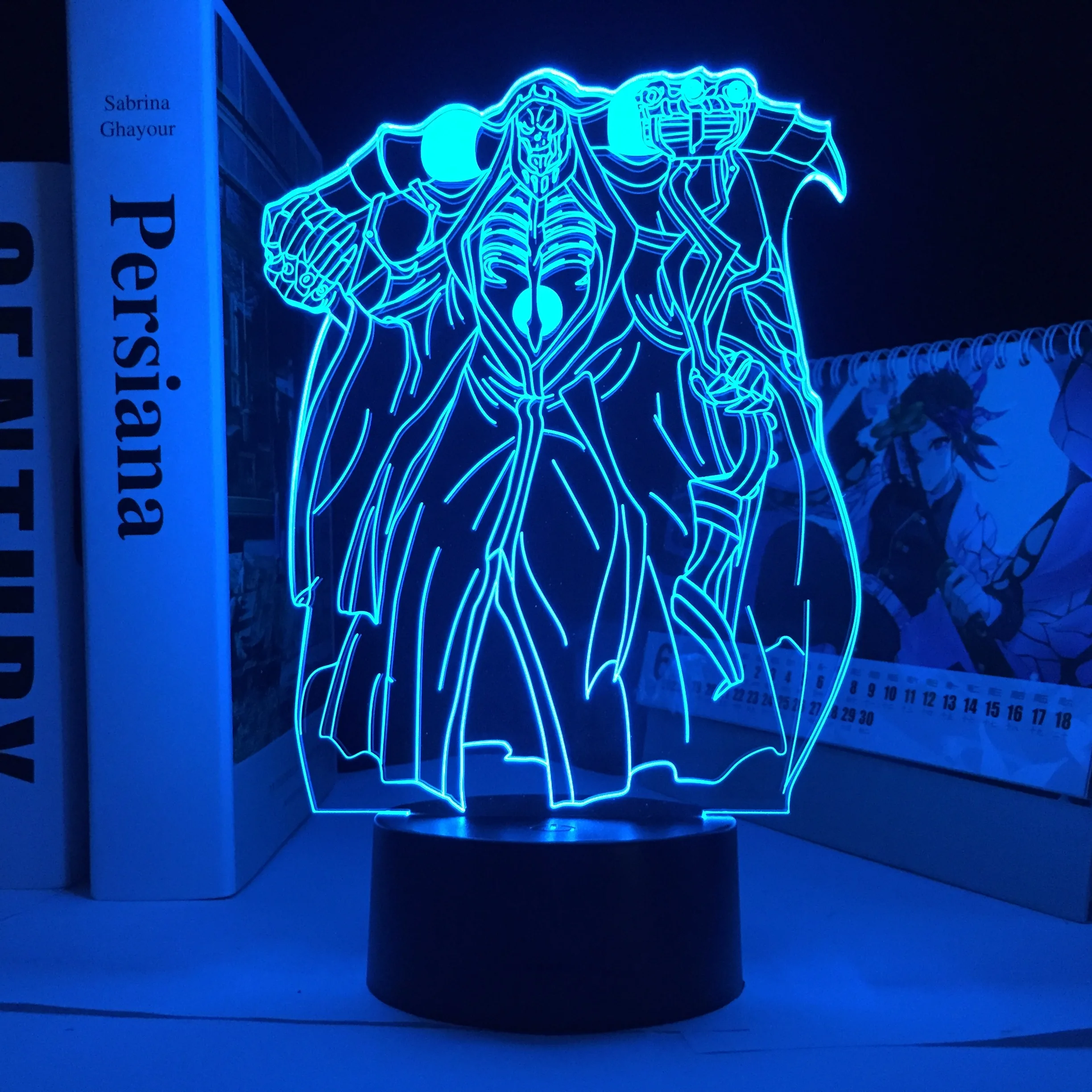 

Overlord LED Night Light Ainz Ooal Gown Figure for Bedroom Decor Nightlight Birthday Gift Bedside Manga Overlord Anime 3D Lamp
