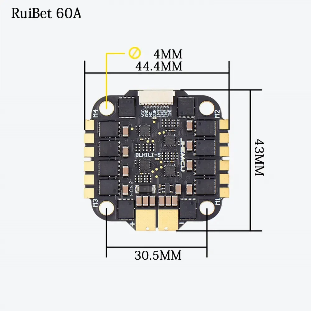 Двойной контроллер полета с RuiBet 60A ESC 3-6S 30 5*30 5 мм для RC FPV Freestyle Drone