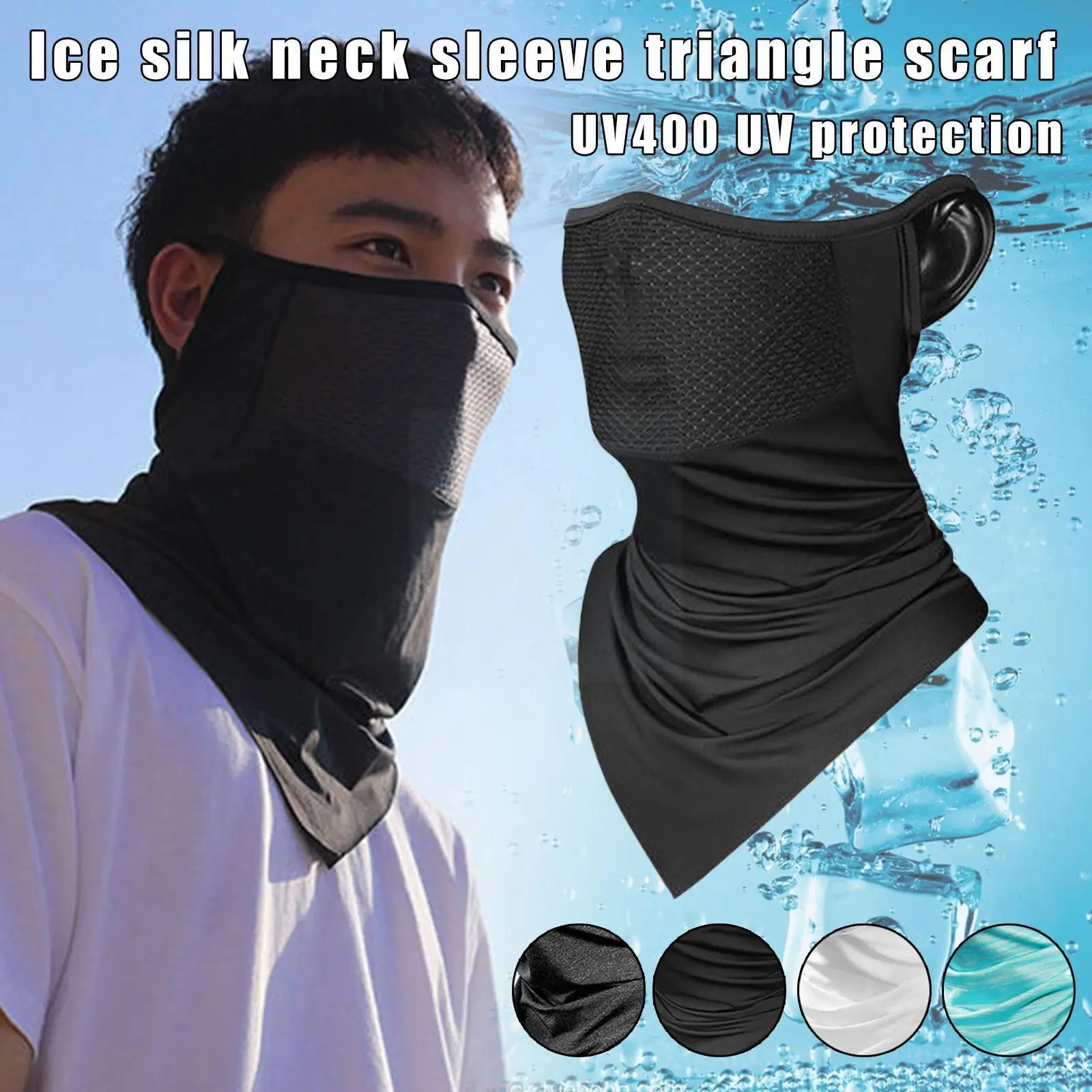 

Summer Sun UV Protection Cycling Fishing Cooling Ice Silk Mesh Neck Gaiter Bandana Face Mask Half Face Scarf Cover For Men L5S3
