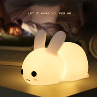 touch rabbit night lights silicone dimmable usb rechargeable lamps for children baby gifts cartoon cute animal bunny night lamp