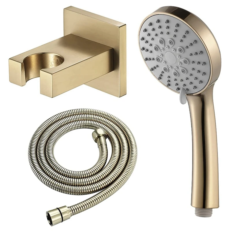 

Handheld ABS Shower Head 5 Spray Modes Round Shape Shower Head With 1.5M Stainless Steel Hose And Copper Shower Holder