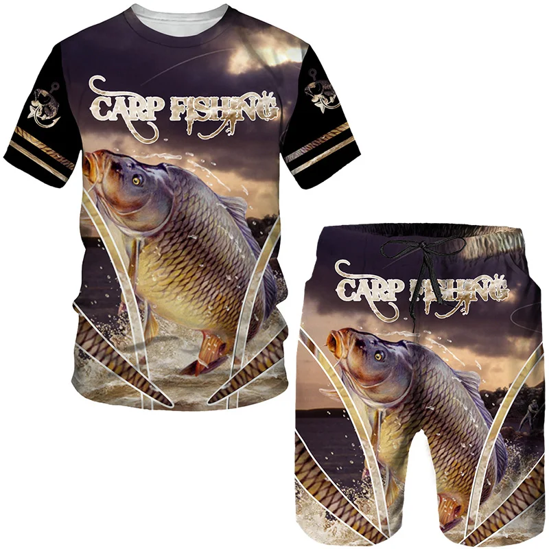 

Модные футболки/шорты/костюмы с 3D-принтом животных для рыбалки, мужская и женская одежда для кемпинга и охоты, спортивная одежда для пары в стиле Харадзюку, Комплект футболок