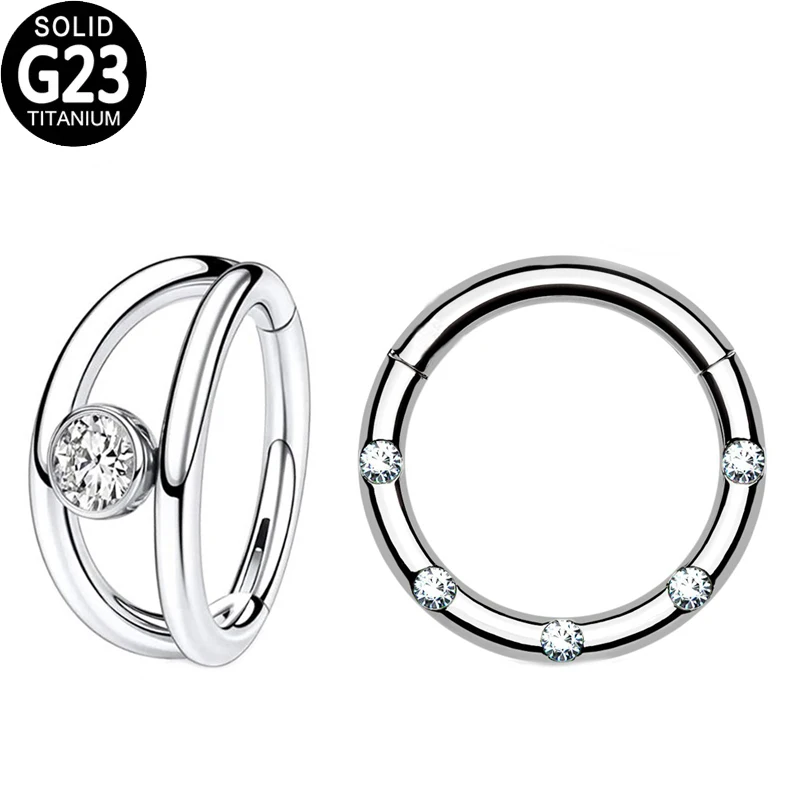 

G23 Titanium Nose Ring for Women Helix Piercing Septum Clicker Zircon Hoop Ear Cartilage Tragus Earrings Nose Studs Jewelry