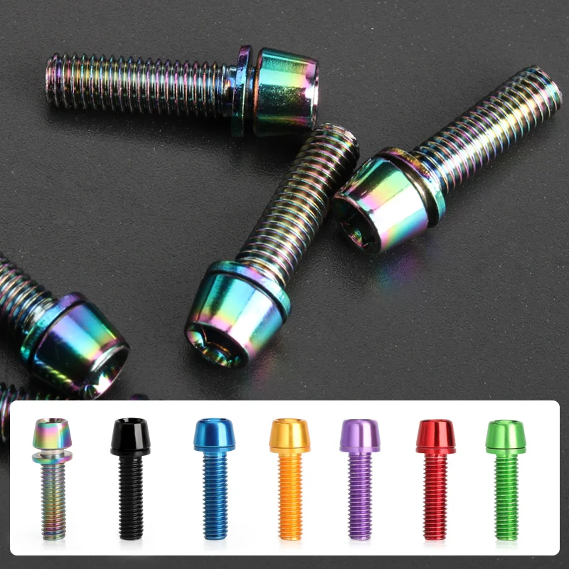 6pcs/set Bicycle Handlebar Screws Titanium-plated Colorful Stainless Steel M5*18MM MTB Bike Handle bar Stem Riser Screw In Bolts