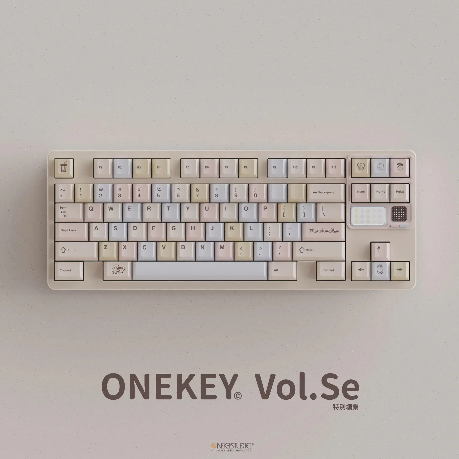 Фото Клавиши Qwertykeys ONEKEY Marshmallow PBT Dye Sub для механической клавиатуры, профиль Cherry, для самостоятельной сборки клавиатуры №5