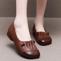 hot sale women flats shoes comfortable leather loafers spring autumn soft sole moccasins shoes luxury brand mom shoes