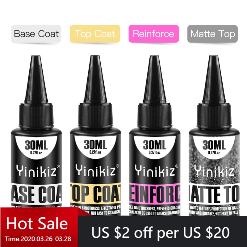 

Yinikiz 30 мл высококачественное средство для дизайна ногтей, отмачиваемое, УФ/светодиодный, без протирания, верхнее покрытие, Базовое покрытие ...