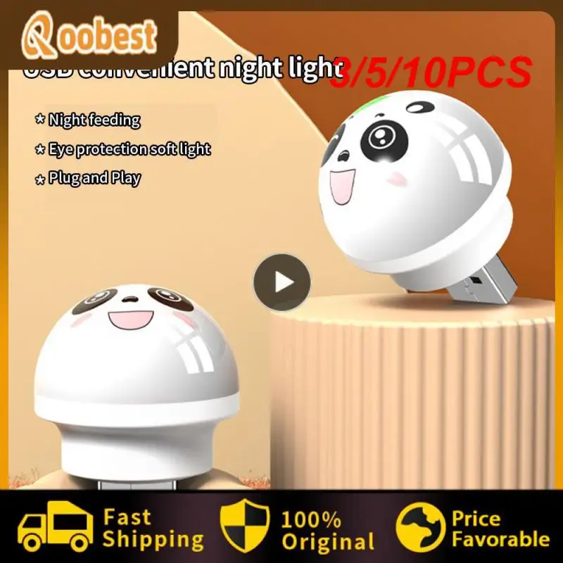 

3/5/10PCS Not Dazzling Lovely Decoration Atmosphere Lamp Universal Usb Mini Lamp Durable Emergency Lamp Car Interior