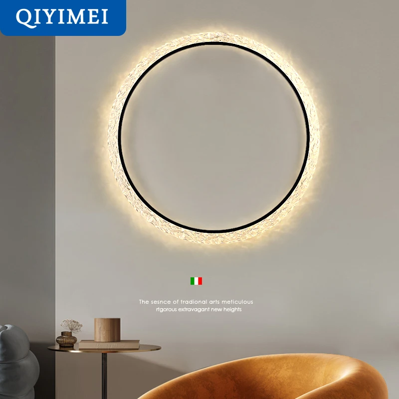 

Современные светодиодсветодиодный настенные светильники, круглая комнатная лампа для спальни, гостиной, комнаты, украшение для дома, декоративное освещение, лампы с блесками