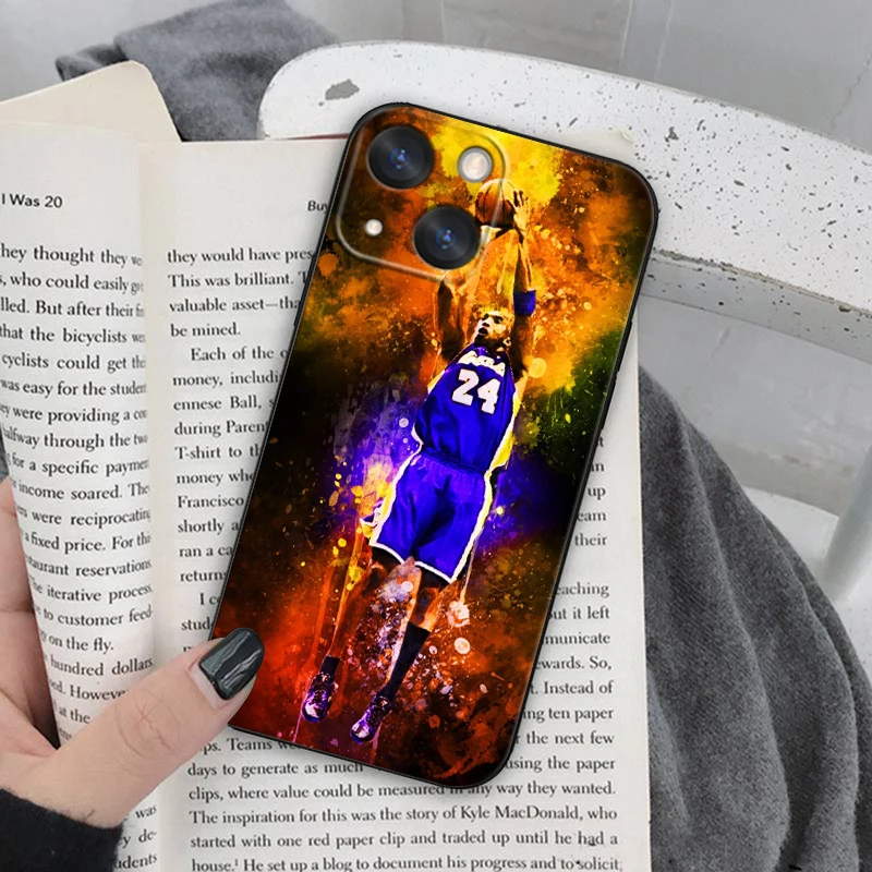 Баскетбольный чехол K-Kobe no-24 для Apple iPhone 15 14 13 12 11 SE XS XR X 7 8 6 mini Plus Pro MAX мягкий черный
