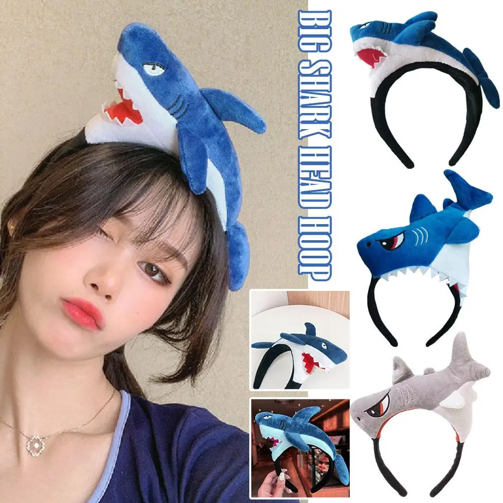 

Funny Shark Headband Cartoon Shark Fashion Face Wash Hairbands for Women Girls Halloween Cosplay Party Clothing Accessories G5S8