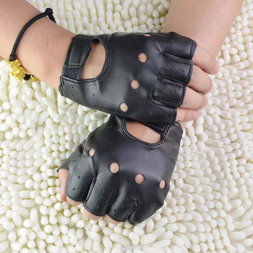 

Auto Men Soft Sheep Leather Driving Motorcycle Biker Fingerless Warm Gloves Car-styling Motorcycle Gloves