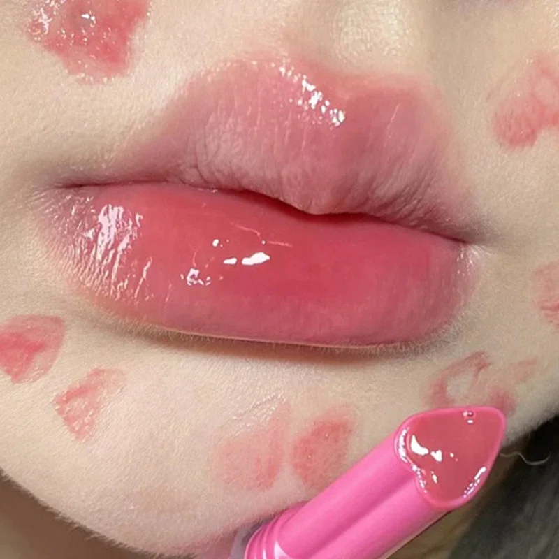 Водостойкая желеобразная зеркальная губная помада в форме сердца ручка