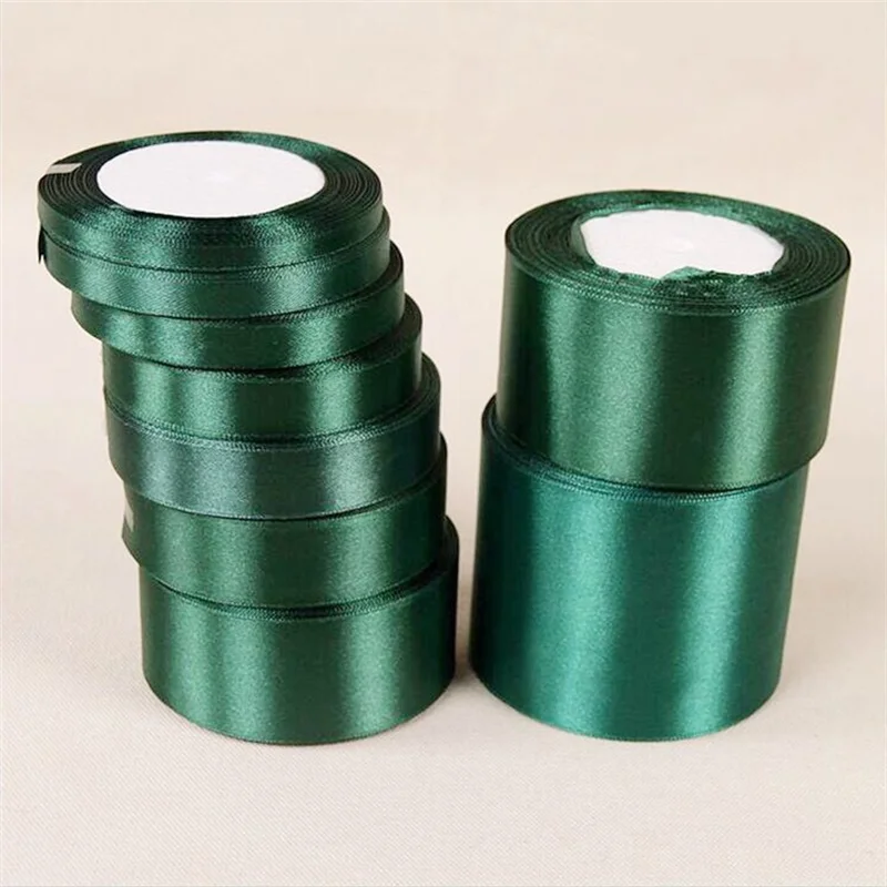 Темно-зеленая шелковая атласная лента 25 ярдов свадебное украшение для дома